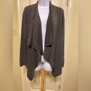 Dalia Collection - Gray & Black Herringbone Women's Cascade Sweater, Size: S